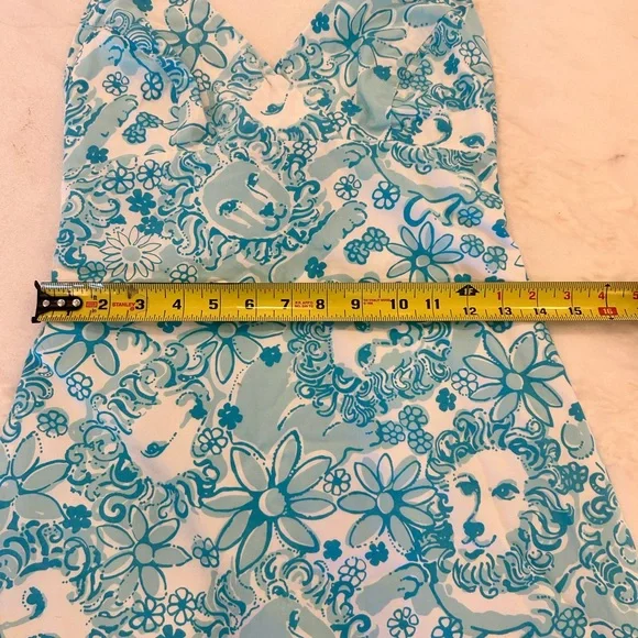 Lilly Pulitzer Halter Dress Size 0 Blue & White Lions - Picture 7 of 7